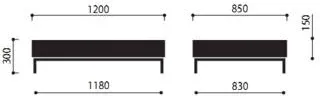 Abmessungen von Profim MyTurn Sofa S1 - Tisch, 120 cm x 85 cm